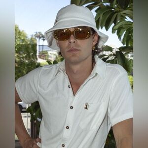 Dandy Del Mar Tropez White Terrycloth Resort Shirt Mens Small Camp Collar